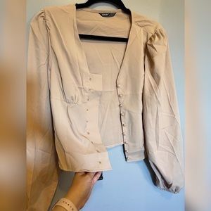SHEIN Button Front Bishop Sleeve Top